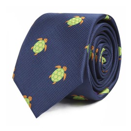 AUSCUFFLINKS Animal Ties | Woven Skinny Neckties | Groomsmen Wedding Ties | Work Ties for Him, Green Turtle, Regular