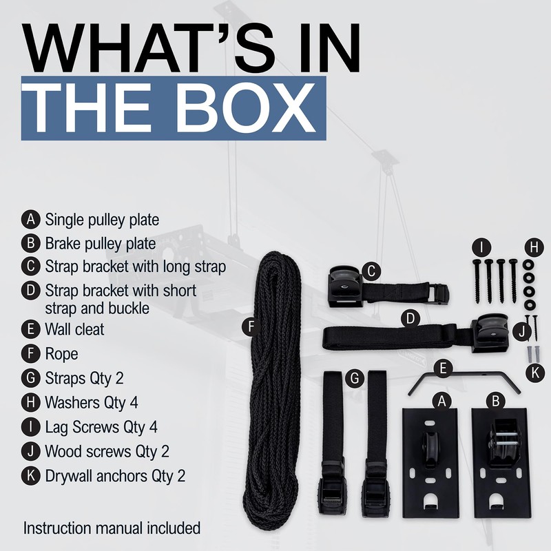 StoreYourBoard Ladder Storage Ceiling Pulley System, Garage Mount Hoist, Heavy