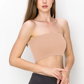 P&R DANCEWEAR LTD Ladies Boob Tube Strapless Vest Bra Fashionable – Sweat Free for Beach & Cocktail Parties (Stone, S-M)