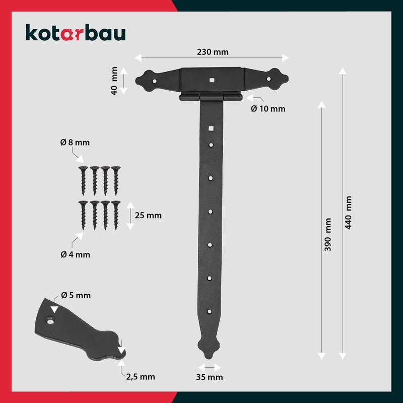 KOTARBAU® Cross Hinges 400 mm Shutter Hinge Hinge Band Plate