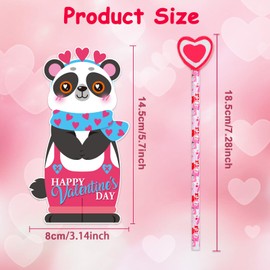 Qpout 48Pcs Valentines Day Gifts for Kids include 24 Valentines Greeting Cards for Kids with Cute Animal Designs and 24 Pencils with Heart Erasers for Valentine Classroom Exchange Gift Favors