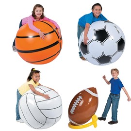 Fun Express Inflatable Jumbo Sports Ball Assortment Kit - 4 Pieces