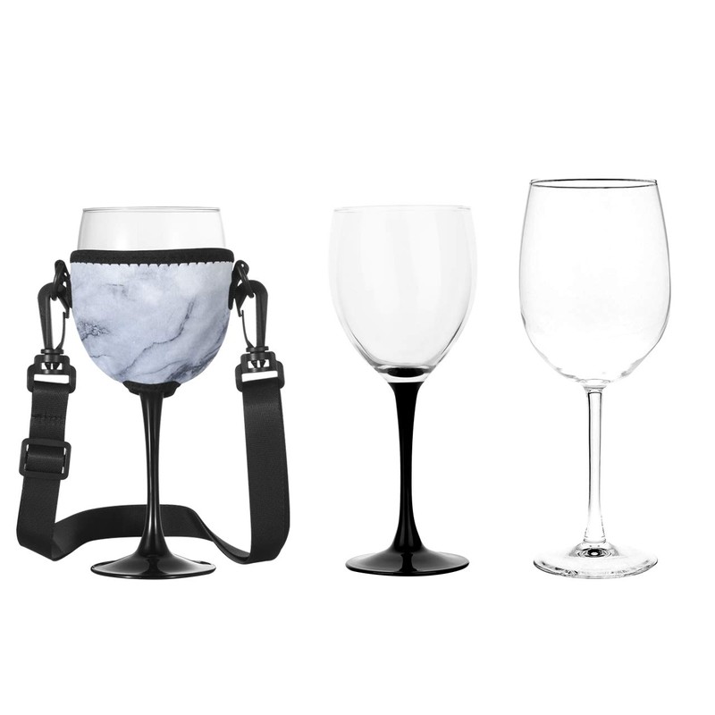 Beautyflier Wine Glass Insulator/Drink Holder/Neoprene Sleeve with Adjustable Neck Strap
