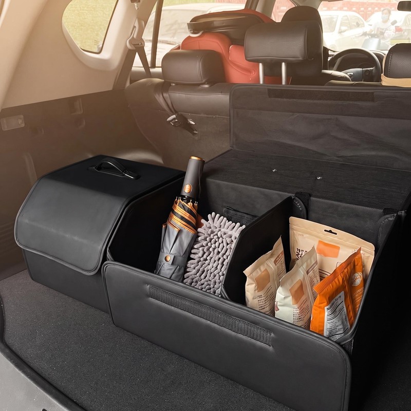 Collapsible Car Trunk Organizer for Vehicle Storage – PU Leather