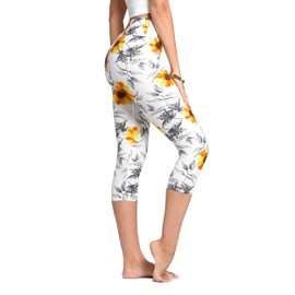 Conceited Capri Leggings for Women - High Waisted - Soft - Casual - Blooming - One Size