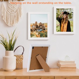 Bigqin Photo Frame 15 x 20 cm, Decorative Photo Frame Set with Stand and Hooks for Photo Drawing Certificates Puzzle Living Room Gallery, Pack of 2, White
