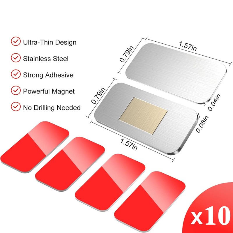 Ultra Thin Cabinet Door Magnets - 10 Pack