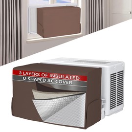20.5"L x 14"H x 7.1"D Indoor Air Conditioner Cover Compatible with Midea U-Shaped Window Air Conditioner 8000/10000/120000 BTU, 3 Layers Insulation AC Cover, Window Air Conditioner Cover, Brown