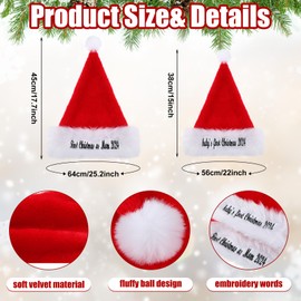 Twistover 2 Pack First Christmas Mother Baby Hat Family Matching Santa Hat Parent Child Red Fluffy Hats for Christmas Stocking Stuffer New Year Gift