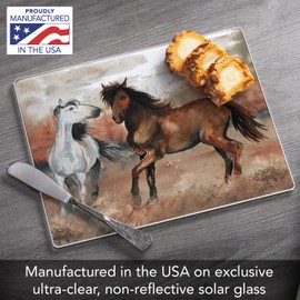 CounterArt Southwest Horses 3mm Heat Tolerant Tempered Glass Cutting Board 10” x 8” Manufactured in the USA Dishwasher Safe