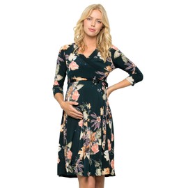 My Bump Women's Floral Maternity Dress(Made in USA)(H.Green SKAE, Large)