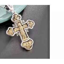Fashion Jewelry Large ST MICHAEL CROSS CHRISTIAN Pendant On 20" 925 Silver Plated ROPE Chain Men