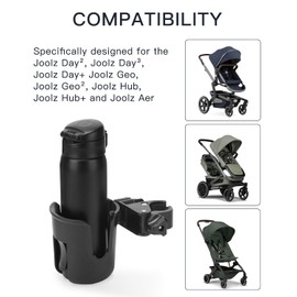 Cup Holder for Joolz Stroller, Essential Accessory for Your Stroller, Easy to Adjust, Fits Most Cups, Black