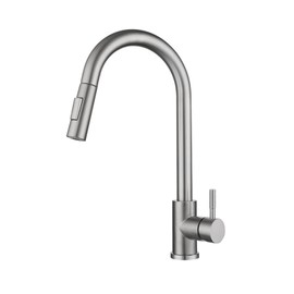 WIMPBLADB Kitchen Faucet Pull Out Brushed Nickle Sensor Stainless Steel Black Smart Induction Mixed Tap Touch Control Sink Tap(Brushed Nickel,No Touch)