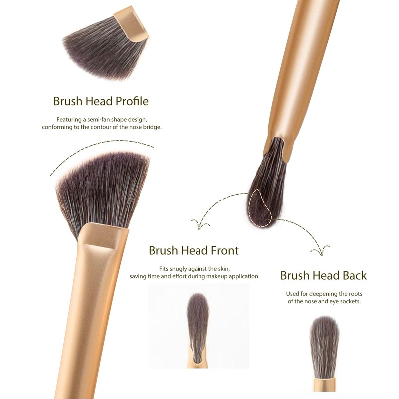 4pcs Angled Contour Makeup Brush,Half Fan-shape Nose Shadow Brush,Professional Highlighter