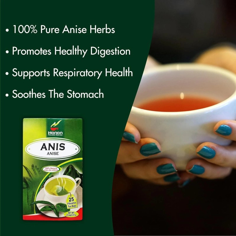 Hanan Anise Tea Te de Anis 50 Tea Bags All