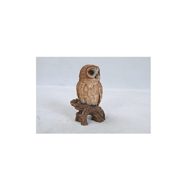 Hi-Line Gift Ltd Tawny Owl on Stump, 6.75", Brown