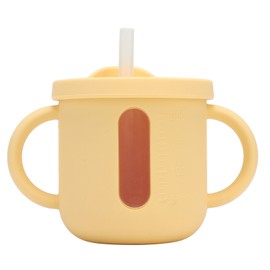 Silicone Sippy Cups Double Handles Lightweight Toddler Training Cup with Tight Leakproof Cover for Home Travelling Yellow