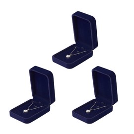 LETURE 3 Pieces Velvet Pendant Necklace Gift Boxes Set, Classic Jewelry Packaging Storage Case, Jewellry Display Box for Wedding, Engagement, Proposal, Birthday and Anniversary (Blue)