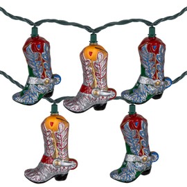 Northlight Cowboy Boots Indoor Outdoor Patio Light Set - 6' Green Wire - 10ct