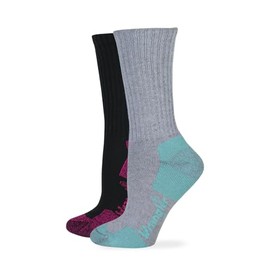 Wrangler Ladies Ultra-Dri Crew Socks, Grey-Mint/White-Fuchsia, (M) W 6-9, 2 Pair