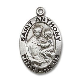 Bliss Sterling Silver Saint Anthony of Padua Medal Pendant Necklace 18" Chain Gift