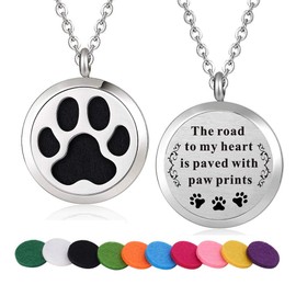 Yintunuo Stainless Steel Dog Paw Aroma Therapy Aromatherapy Essential Oil Diffuser Necklace Locket Pendant (Style 17)