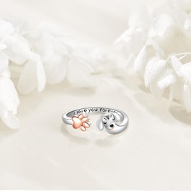 VENACOLY Dachshund Ring 925 Sterling Silver Dachshund Open Rings Jewellery for Women Dachshund Lovers