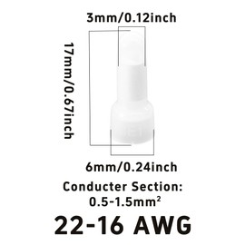 Runseaway 100 Pcs 22-16 AWG Closed End Crimp Connectors, Nylon Electrical Wire Crimp Caps, Aluminum Core, Ideal for Automotive, Marine, and Industrial Applications