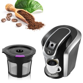 Reusable K Cups for Keurig 2.0 and 1.0 Refillable K Cups Keurig Filters Reusable Filter Cups with Brush and Spoon, Stainless Steel Coffee Filters (Set of 6 PCS)(4 Black (PP Bag))