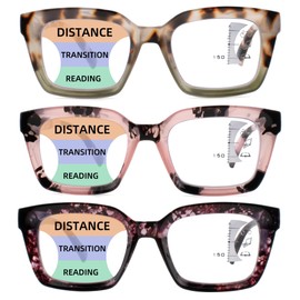 HIYANJN 3 Pack Progressive Multifocal Reading Glasses for Women Men Oprah style Blue Light Blocking Spring Hinger Readers 2.75