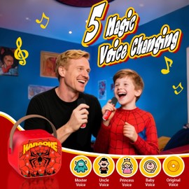 Mini Karaoke Machine for Boys Kids 3 4 5 6 7 8 Year Old Boy Birthday Gifts Toys for 4 5 6 7 8 10 Year Old Boys Birthday Party Favors with 2 Wireless Microphones
