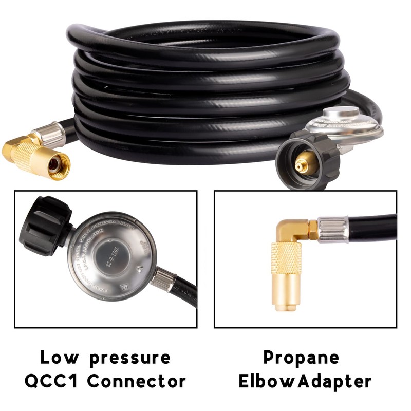 DOZYANT 12 Feet Propane Regulator and Hose with Elbow Adapter