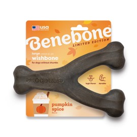 Benebone Pumpkin Spice Wishbone – Limited Edition Flavor, Durable Dog Chew Toy for Aggressive Chewers, Made in USA, Large