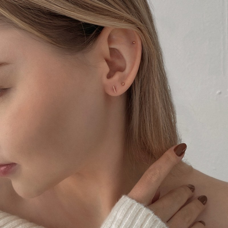 Leang 14K Goldfield Plain Ball Earrings 2mm Pair / 르앙