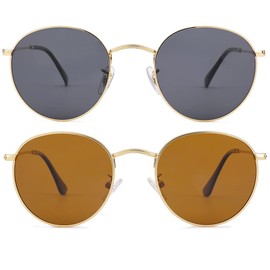 Pro Acme Small Round Metal Polarized Sunglasses for Women Retro Designer Style