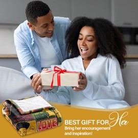 OIIJZzy African American Gifts for Women, African Throw Blanket 60" x 50", Black Girl Gifts Ideas for Birthday Anniversary Christmas, Flannel Blanket for Work Travel Decor