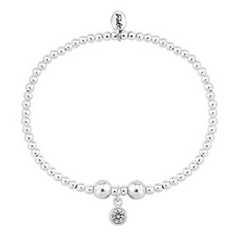 Trink Brand Sterling Silver Beaded Birthstone Bracelet for April Crystal CZ