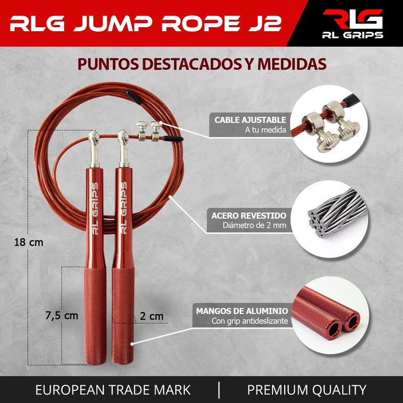 RL Grips® Aluminium Crossfit Skipping Rope with Non-Slip Handle -
