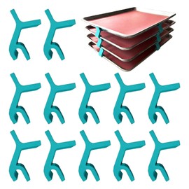 YYBD 12Pcs Tray Stackers TPR Baking Sheet Stacker Rack Freeze Dryer Universal Pan Stacker Space-Saving Trays Stacking Holder Kitchen Countertop Accessory for Canteen Fast Food Restaurant Picnic (Blue)
