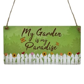 Second Ave My Garden is My Paradise Wooden Hanging Rectangle Home Friend Garden Sign Plaque