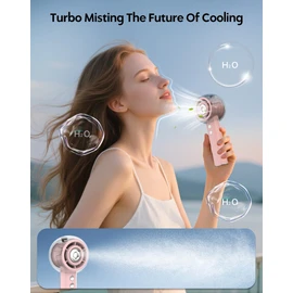 BreezeBoost Portable Misting Fan, Handheld Turbo Fan with Mist, 6000mAh Battery Rechargeable Personal Fans Mister 4-Speed, 25ml Water Spray Tank, Gifts for Women Men Home Office Travel Outdoor Camping