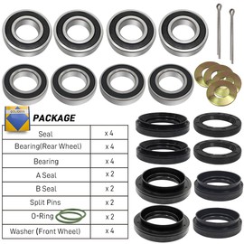 Front & Rear Wheel Bearings Seals Compatible with Yamaha Rhino 450 660 700 YXR450 YXR660 YXR700 2005-2013 OEM# 93106-42800-00 93106-38800-00 93106-38047-00