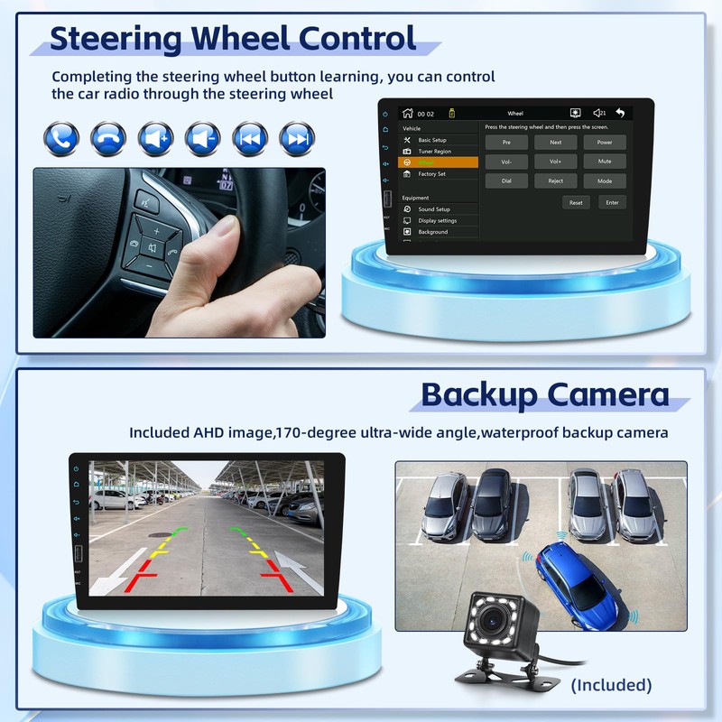 Fuluku 9 Inch Touch Screen Single Din Wireless Carplay Radio