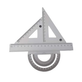 Accod Aluminum Alloy Ruler Set Stainless Steel Scale Ruler Math Geometry Tool 4 in One Measuring Ruler for Student Drawing and Measurement. (White)