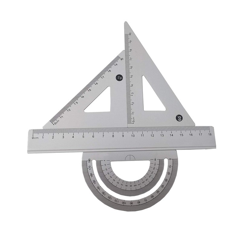 Accod Aluminum Alloy Ruler Set Stainless Steel Scale Ruler Math