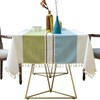 Hemasa Cotton Linen 140x180 Tablecloth Rectangular with Tassel Fringe for