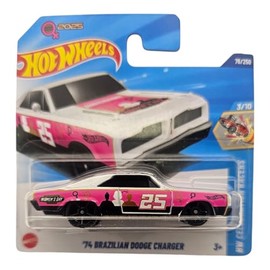 Hot Wheels '74 Brazilian Dodge Charger, Women's Day Edition, Pink and White, 1:64 Scale, 75/250