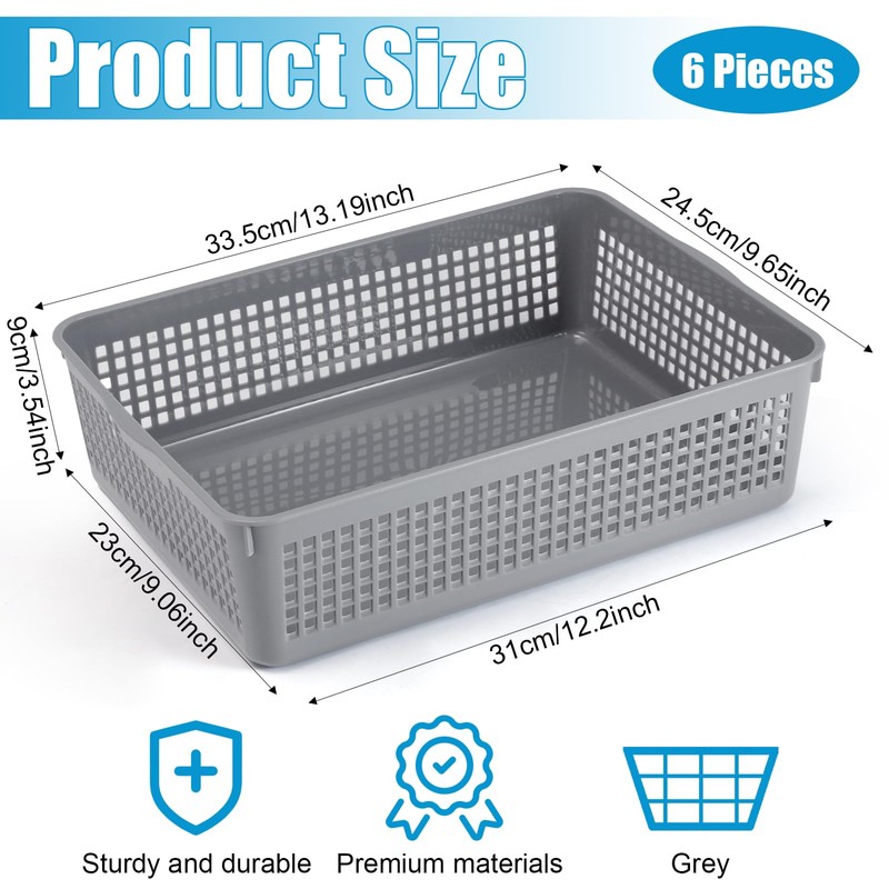 CACASO 6 Pack Turn in Trays Classroom, Plastic Paper Trays,