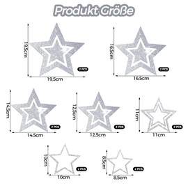 Glitter Stars for Hanging Gold, Pack of 14 Christmas Decoration Star for Hanging, Christmas Star Decoration, Christmas Pendant Decoration Stars Christmas for Christmas Tree, Ceiling Hanger, New Year